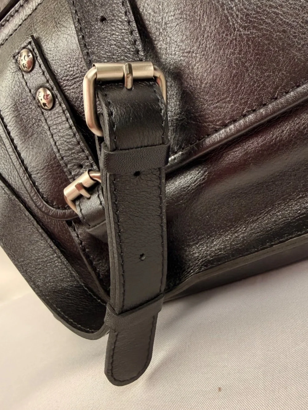 Patricia Nash Heritage Cannes Satchel Black Leather Convertible Satchel Bag